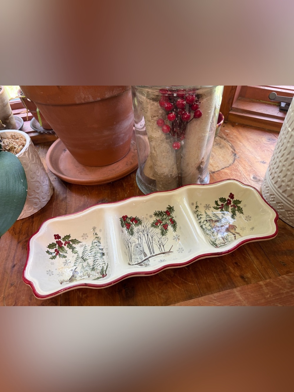 Better Homes & Gardens Heritage Winter Forest Christmas 3 Section Serving Tray